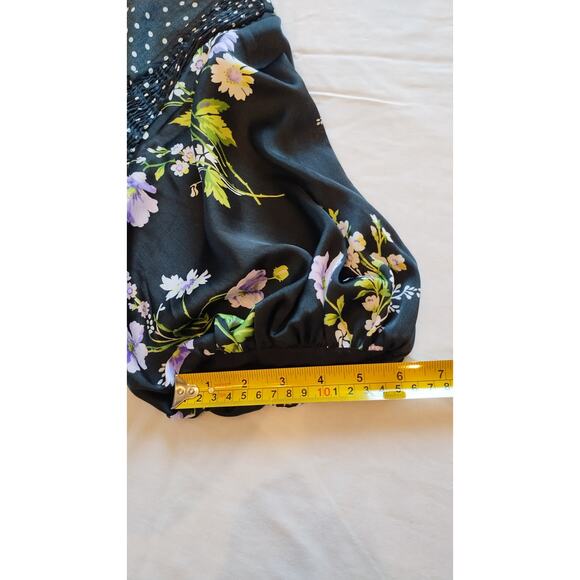 ASOS DESIGN mixed print ruched midi dress with puff sleeves Size 8 - Picture 14 of 15